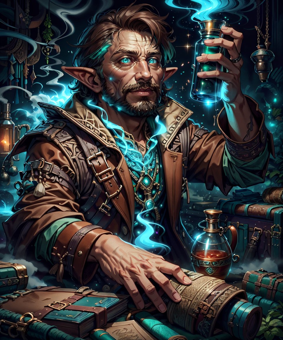 04438-4150436978-Cartoon character, fantasy style, mad middle age scientist, gnome male traveler, alchemist, European face, (David Tennant_0.9),.jpg